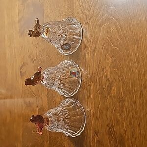 3 Hofbauer Crystal Byrdes Collection Bells - 2 Red Have Condition Issues